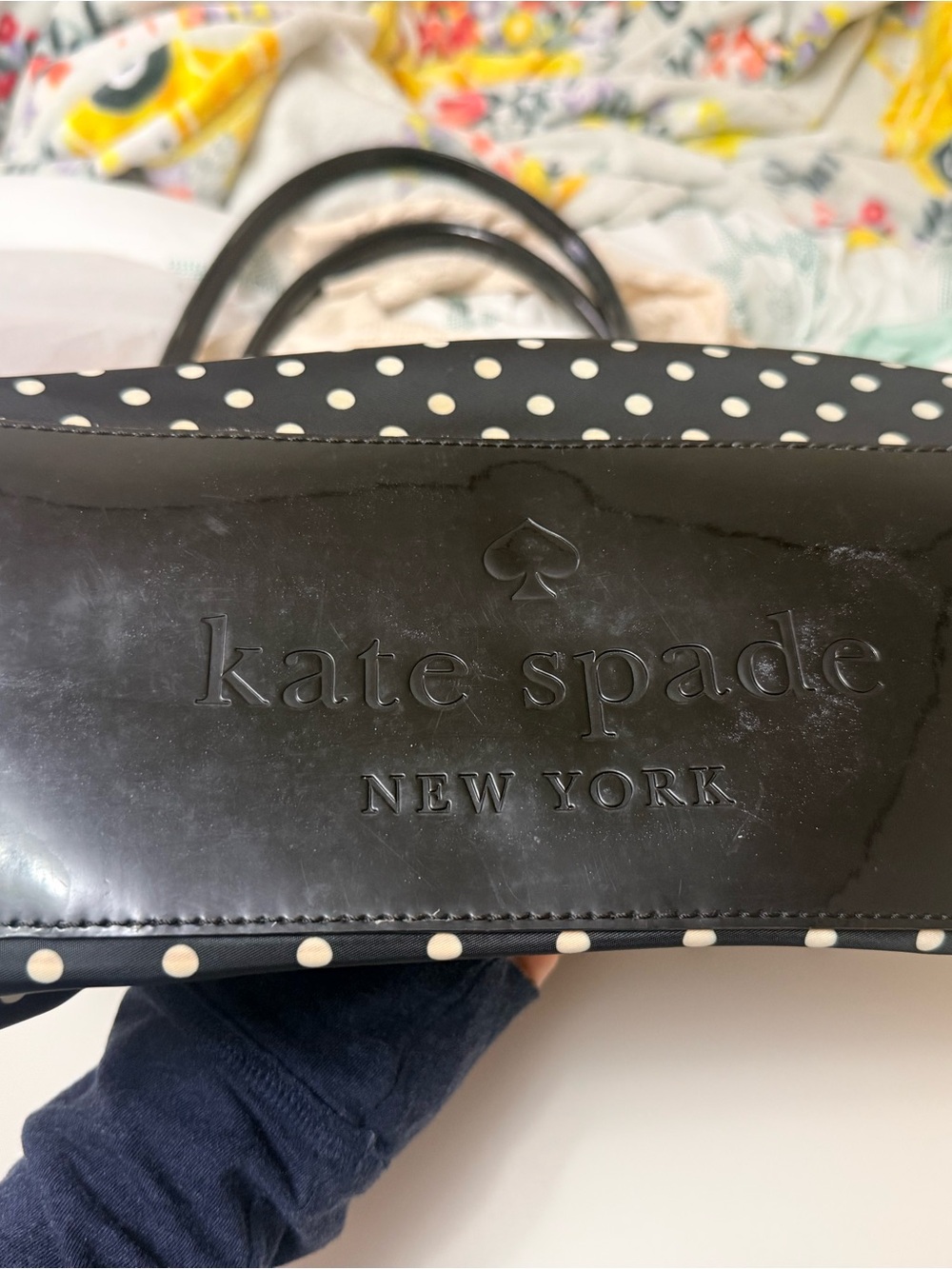 kate spade Navy and White Polka Dot Tote - Picture 8 of 8